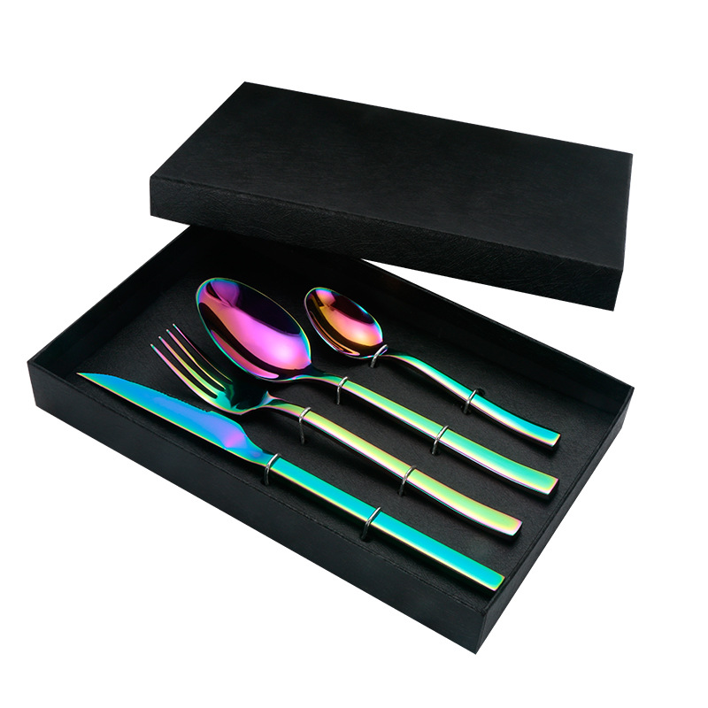 岛奇跨境不锈钢刀叉勺套装四件套 葡萄牙餐具礼品赠品可印制logo|ms
