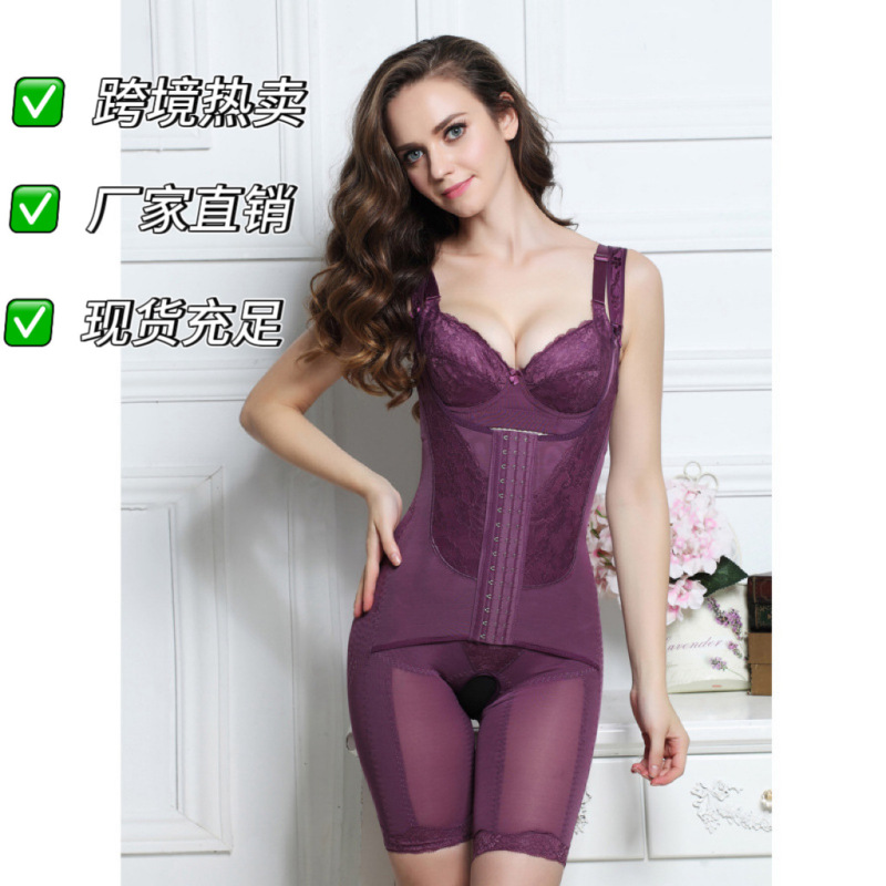 Foreign trade plus size body shaping jumpsuit postpartum belly contracting corset shaping hip lifting bodysuit breasted jumpsuit