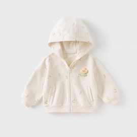 儿童2025秋季新款碎花外套女童连帽开衫女宝洋气针织上衣图片色棉