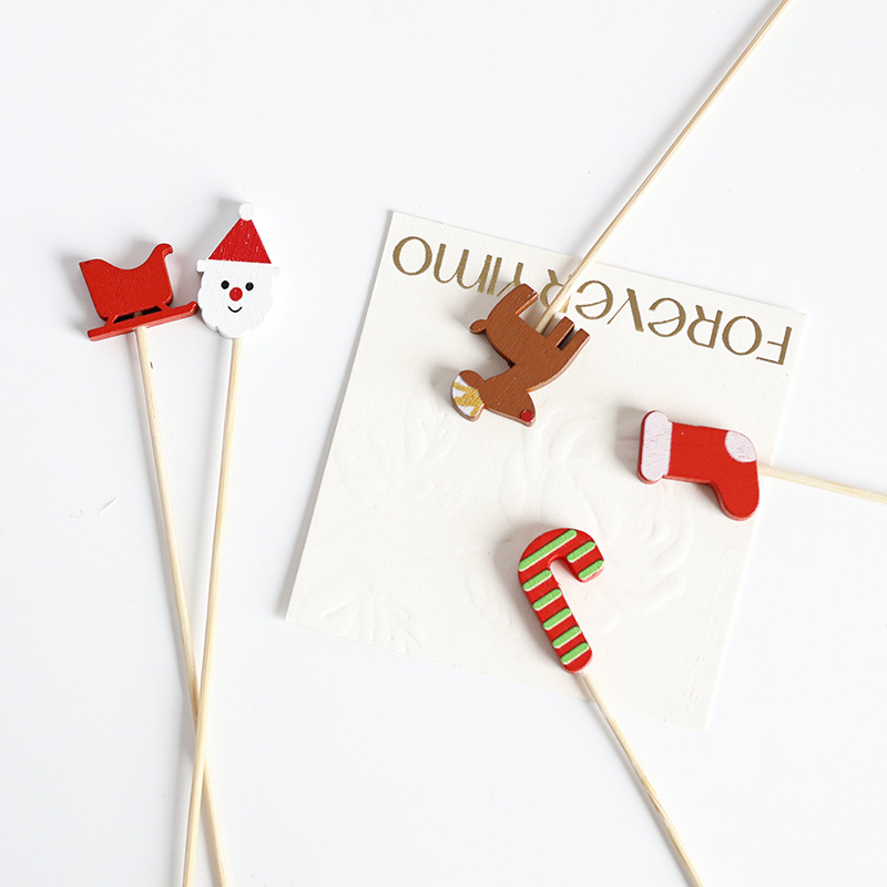 Diseño de vales de frutas desechables 100 pc/paquete clip de bambú brochetas de cañón de hierro, vales de cóctel, vales de barbacoa, cambio de empaque, no en stock image 4
