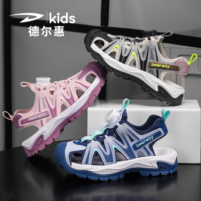 2025 Big Children's Shoes, Student Shoes, Cross-Border New Children's Sandals, Summer Girls' Toe-Toe Boys' Shoes, Beach Shoes, Hollow Shoes