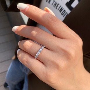 18K Gold Real Gold Diamond Ring High-End Matchinging Is Simply a Diamond Ring Matchinging Row Ring Versatile Ring