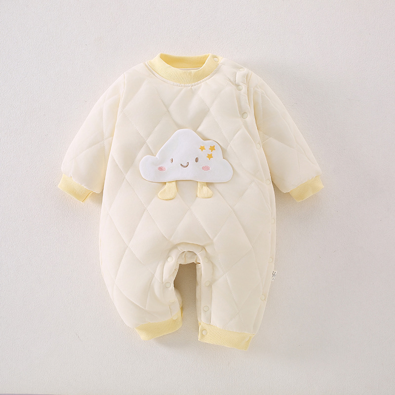 秋冬季新生婴儿衣服加厚夹棉连体衣男女宝宝可爱棉花衣棉服哈衣|undefined
