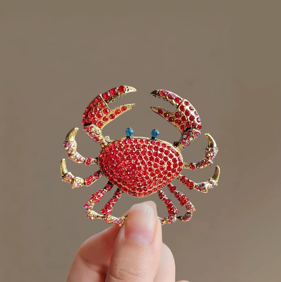 Exaggerated strass krab broche voor dames dierenspeld van legering_voghion.com