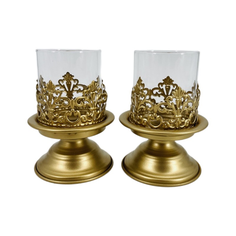 Vela grande retro estadounidense transfronteriza B & B Hotel Decoración suave Taza de vela de hierro forjado Accesorios de boda Porta de vela Adornos