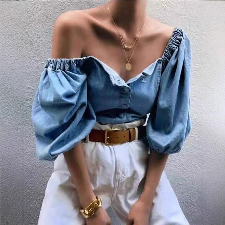 2022 Amazon Express Autumn New Collarless Raglan Sleeve Denim Women's Jacket Fashionable Casual Casual Easiest for Match