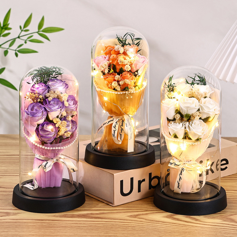 中国のバレンタインデーのギフトパールエッジ永遠の花ローズガラスカバークロスボーダー誕生日ギフト装飾品教師の日|undefined