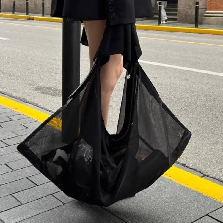 New women's bag with niche design, fashionable hollowed out mesh bag, casual and versatile, large capacity single_voghion.com
