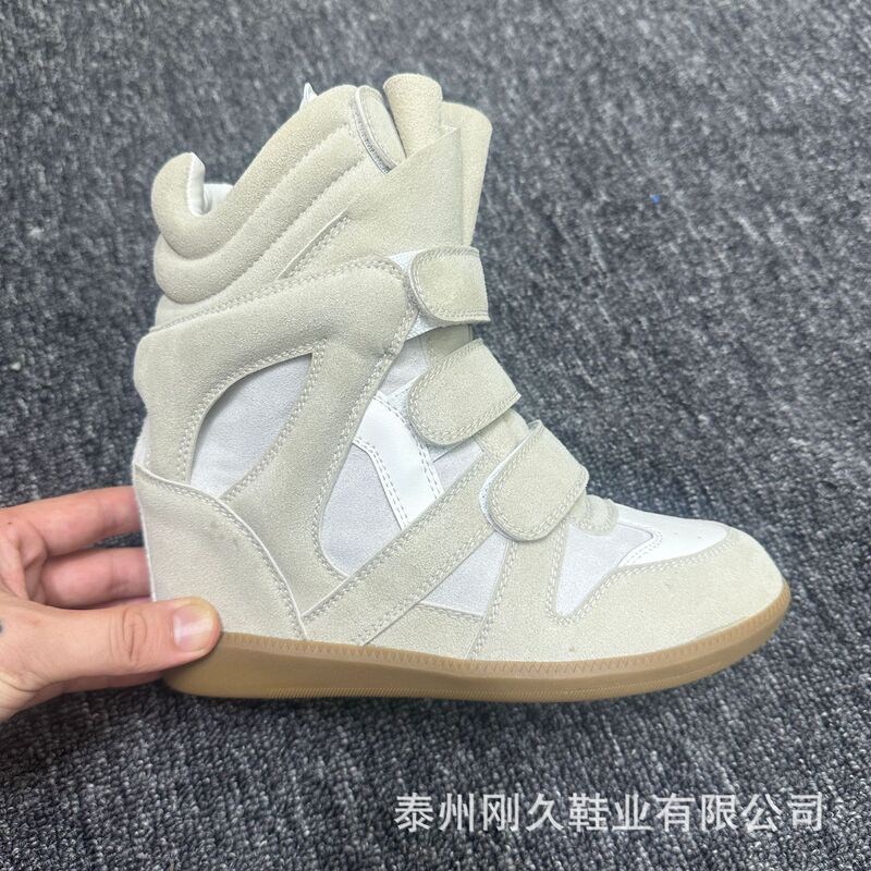 Isa Isah's New 2025 Hidden Inner Heightening High-Top Women's Shoes Color Matching Flats Casual Velcro Sneakers for Women