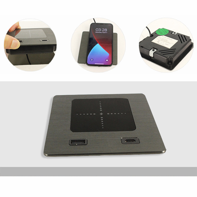 嵌入式Qi手机无线充电器 TypeC快充 隐藏式办公桌面USB手机无线充