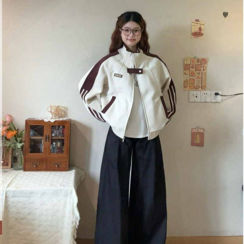 Outdoor Korean Style Sweatshirt Jacket 2025 Autumn and Winter Chic Simple Loose Baseball Uniform Cardigan Jacket Trendy