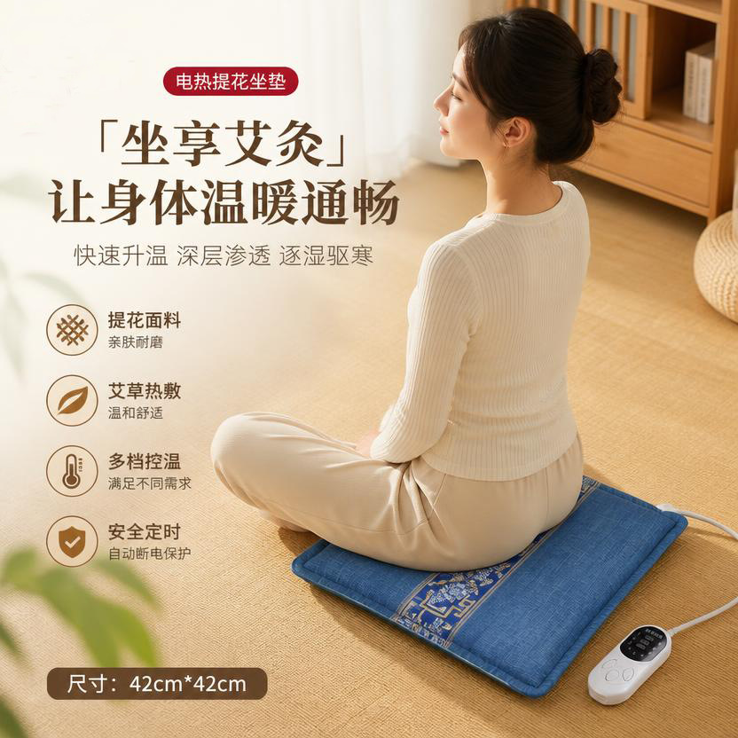 Electric Moxa Heating Seat Cushion 42cm Ai Cao Warm Therapy Pad for Office Sitting and Cold Weather Comfort key features