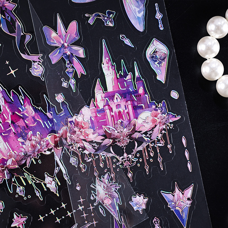 Cielo de la ciudad láser pegatinas de película impermeable para mascotas pegatinas creativas pegatinas para niños DIY pegatinas de material de cuentas