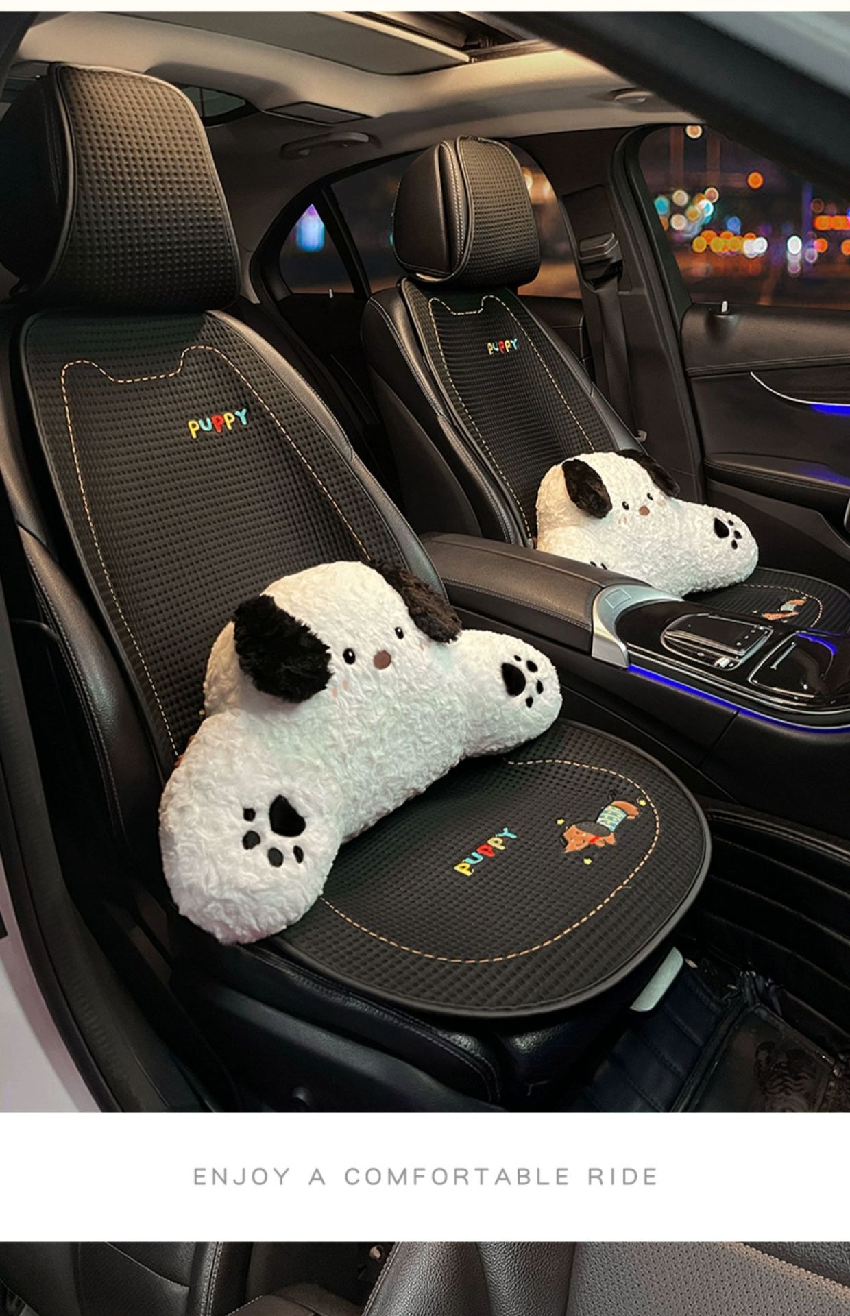 Summer Car Seat Cushion Ice Silk Cooling Cushion Breathable Four-Season Universal Cartoon Cute Puppy Car Interior Car Seat Cover
