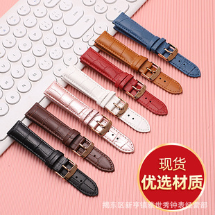 in stock wholesale leather bamboo pattern watch strap wear-resistant unisex cowhide strap accessories color strap pin buckle