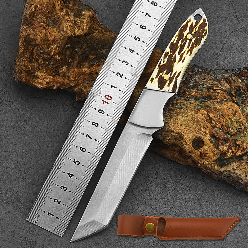 直播热卖直刀 仿纹手柄厨房家用野营锋利水果刀便携不锈钢