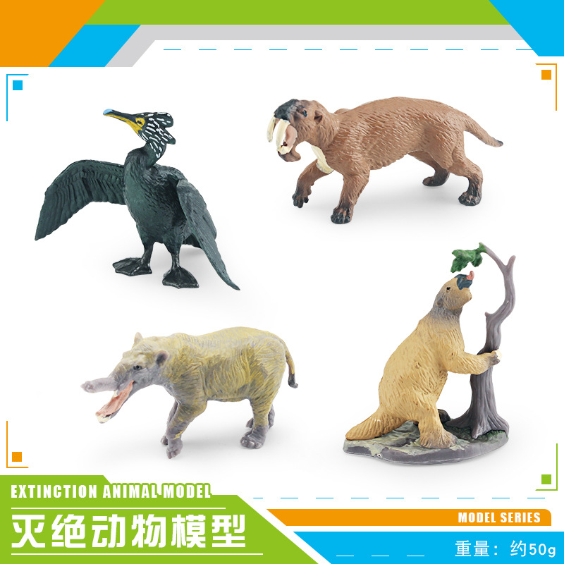 Simulación cognitiva de los niños dientes de sable Tigre pala diente estatua Ling blanco nutria de tierra bosque extinción animal modelo adornos estáticos