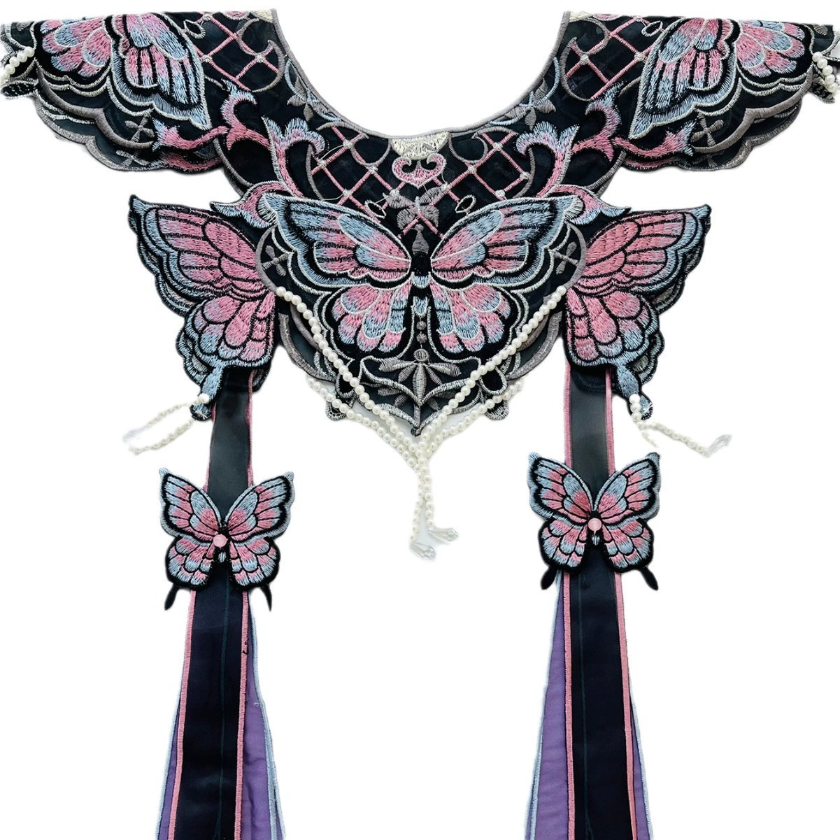 Ночная фиолетовая бабочка вышивка облачного плеча тяжелой работы вышитая лента шаль-холл