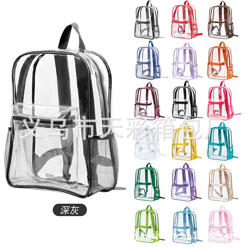 越境アマゾン透明バックパック防水PVC収納大容量学生用バッグ男女兼用バックパックゼリーバッグ
