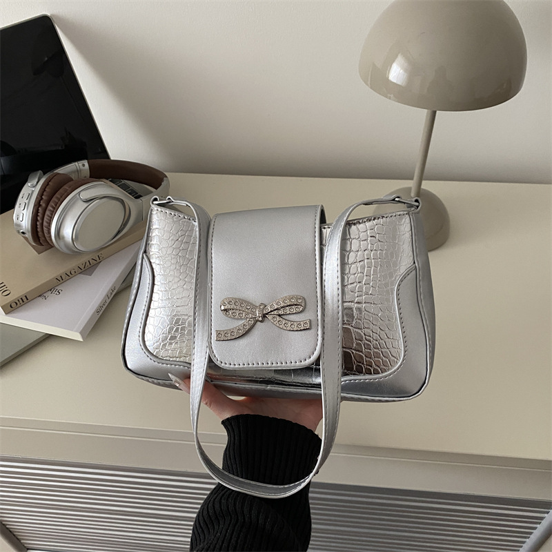 Retro Schultertasche Mit Schleife Für Damen Kleine Patchwork Tasche_voghion.com