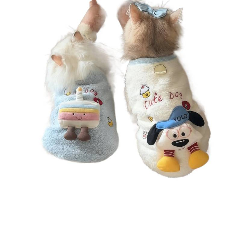 Ropa de perro otoño y invierno nueva moda de peluche lindo pastel muñeca peluche Teddy gato ropa de perro pequeño