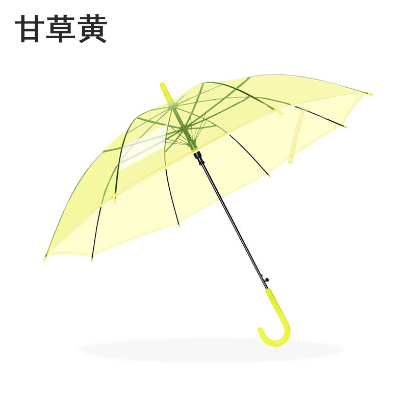 日系小清新自动透明伞印logo学生儿童广告伞长柄透明雨伞|undefined