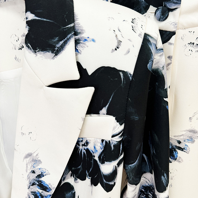 GraceChic - Collection 2025 - Ensemble deux pièces pantalon slim imprimé numérique style célébrités européennes et américaines_voghion.com