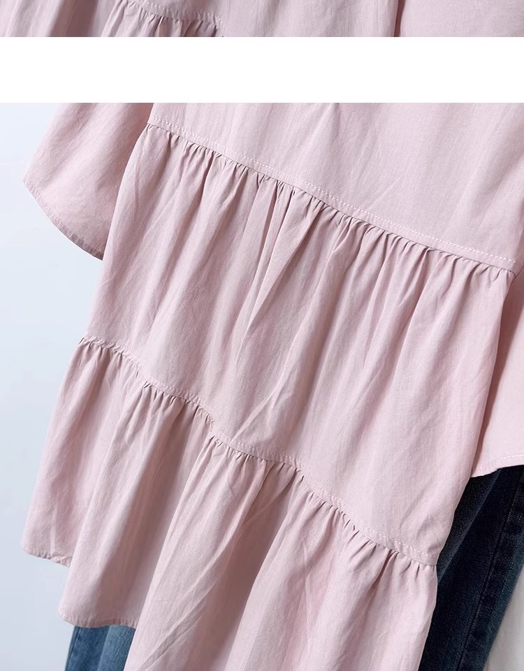 Áo sơ mi nữ tay phồng kiểu Pháp cỡ lớn dáng rộng che bụng — Màu đen chi tiết 19