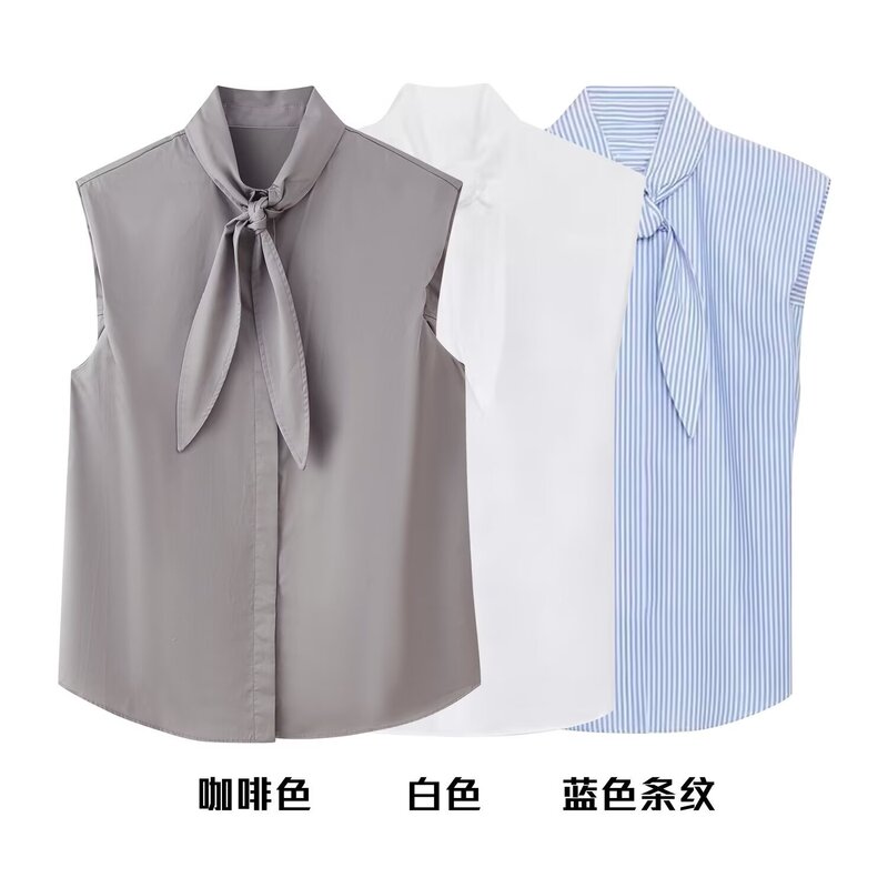 European and American Style Simple Lace-Up Sleeveless Cardigan Shirt with Flowing Collar, Loose Vest Top, Cross-Border Foreign Trade Women's Clothing European and American Style Simple Lace-Up Sleeveless Cardigan Shirt with Flowing Collar, Loose Vest Top, Cross-Border Foreign Trade Women's Clothing