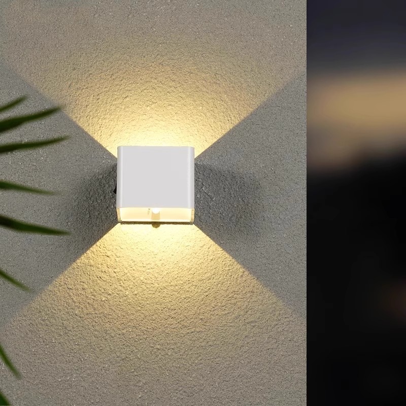 Luces de pared recargables usb junto a la cama de Macaron, luces de pared nórdicas simples y de lujo ligeras, luces de pared cuadradas para exteriores minimalistas