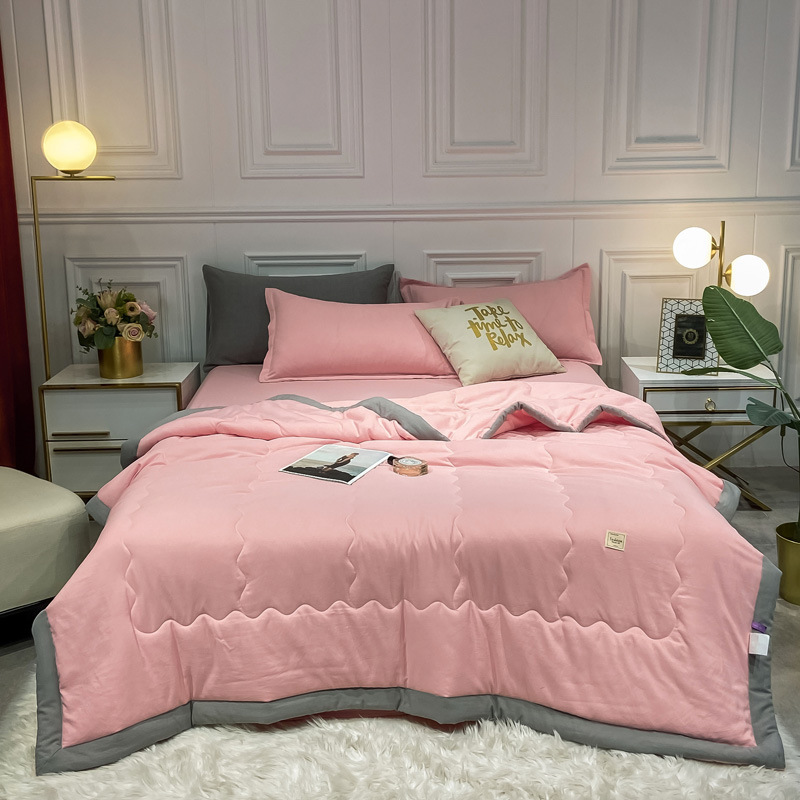 Single Summer Quilt Washed Cotton Fiber Summer Cool Quilt Single Spring and Autumn Summer Machine Washable Air Conditioning Japanese Summer Cool Quilt