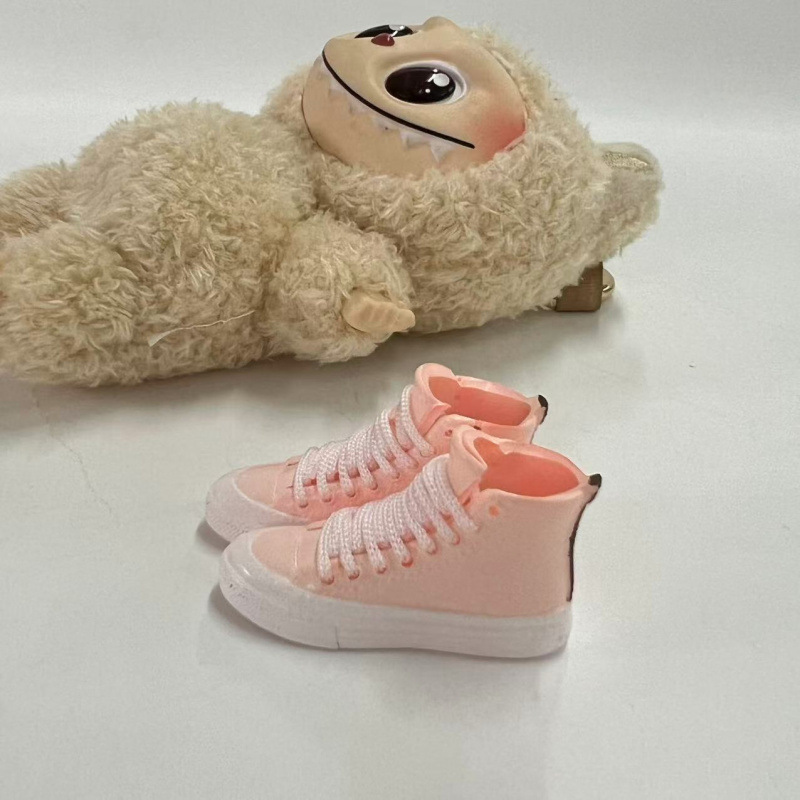 LABUBU Zapatos Rabu Ropa de bebé 17cm felpa vinilo bolso de muñeca colgante para zapatos desnudos caja ciega