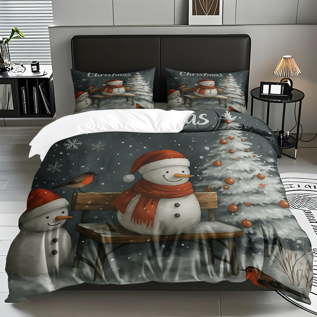 Impresión digital 3D Kit de colcha de navidad muñeco de nieve alce piel fábrica de textiles caseros directa TEMU / JIT