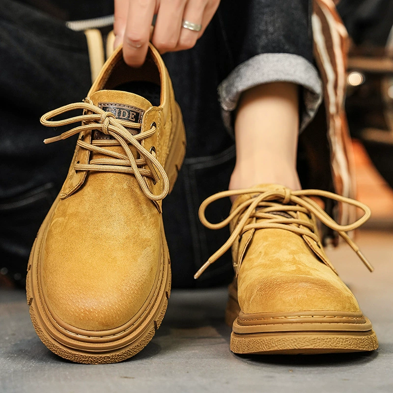 Мужская летняя дышащая нескользящая кожаная обувь из натуральной кожи в британском стиле для спорта и отдыха, мужская рабочая одежда с низким вырезом, ботинки martin с ревенем