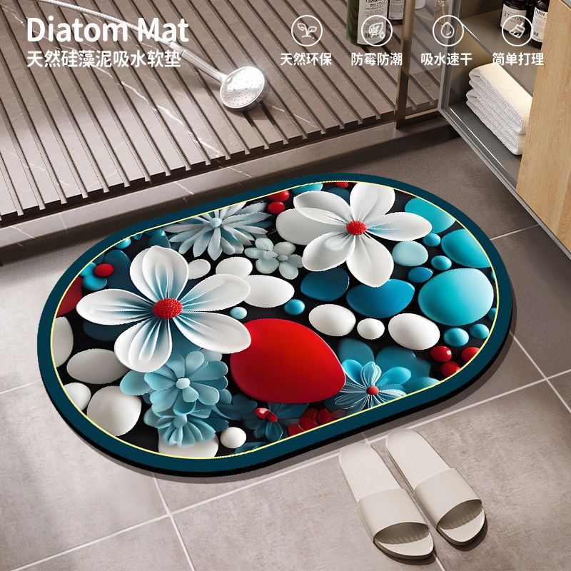 Al por mayor transfronterizo alfombra de baño absorbente de agua alfombra antideslizante de barro de diatomeas doméstica puerta de baño alfombra de suelo resistente al desgaste de secado rápido