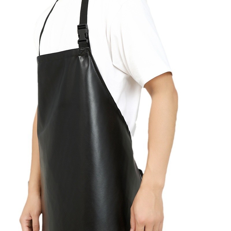 Cuero negro ajustable abrazadera delantal al por mayor a prueba de aceite impermeable ropa de trabajo personalizada sucia simple protección contra el viento