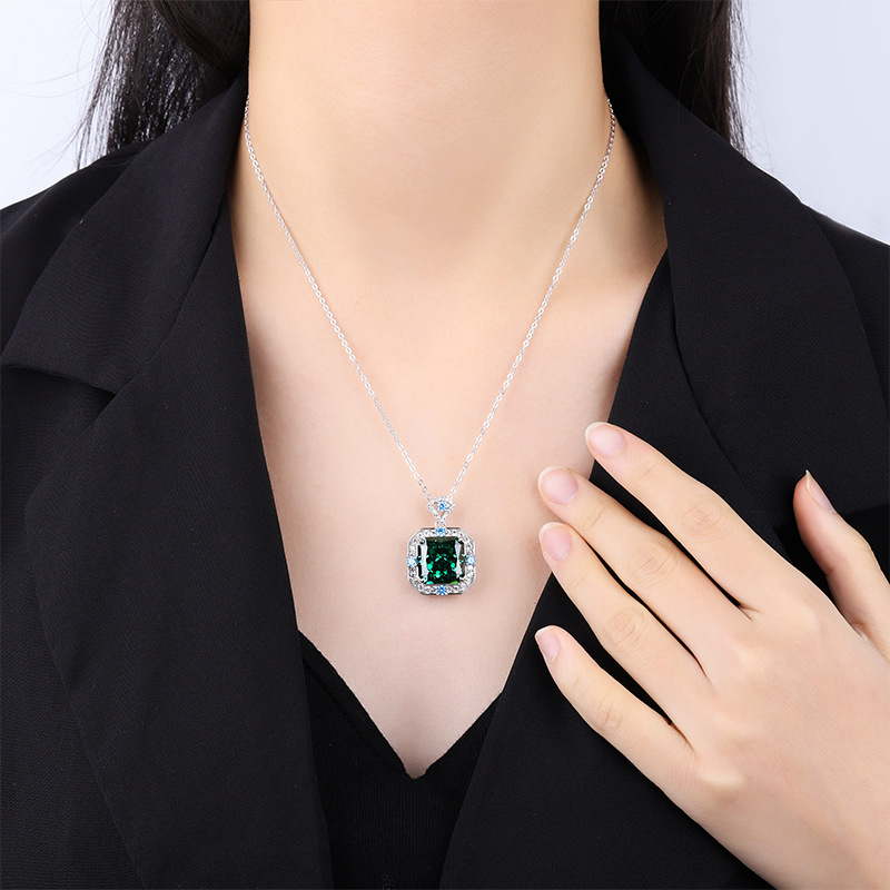 Zhuang Sheng joyería S925 plata retro moda Diamante de alto carbono las mujeres princesa cuadrado 14*14 textura joyería colgante