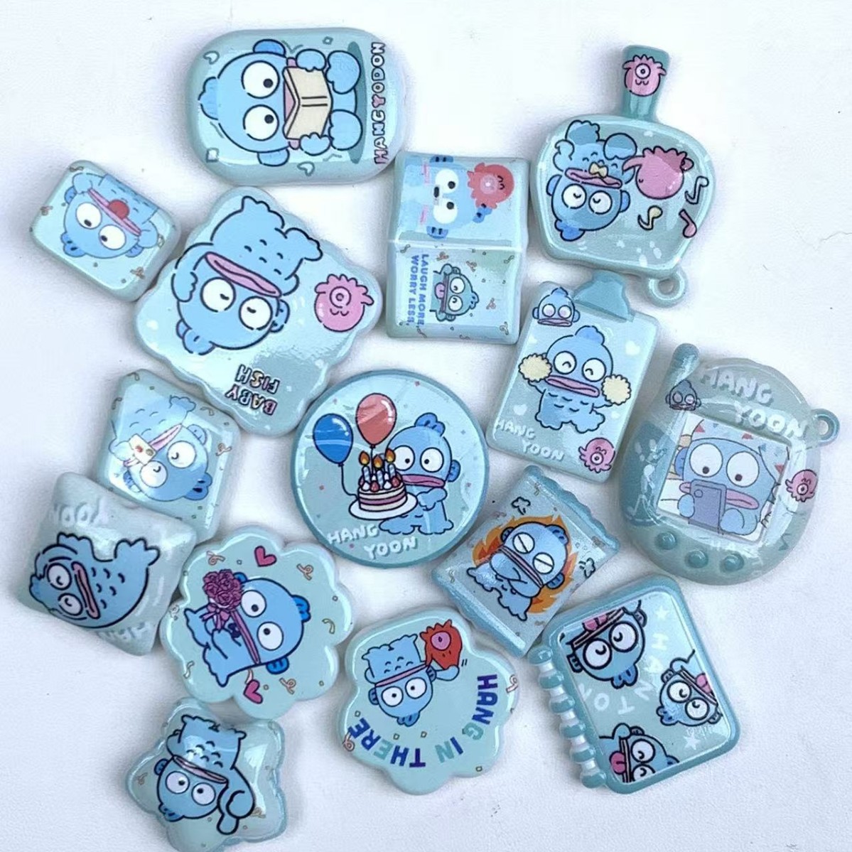 Mermaid Hanton Ugly Fish through Hole Double-Sided Printing Bead Accessories Theme Series Mobile Phone Chain Bag Hanging DIY Accessories