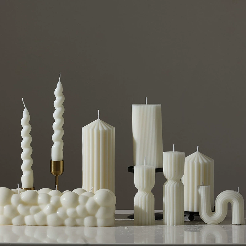 Aromatherapy candle handmade white geometric 40, nordic style decorative shapes