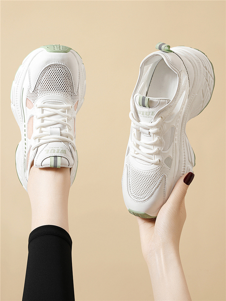 Giày sneaker nữ đế dày mùa hè 2025 đa năng đế mềm êm chân — 7252 gót xanh cao 5cm, 7252 màu xám gót cao 5cm