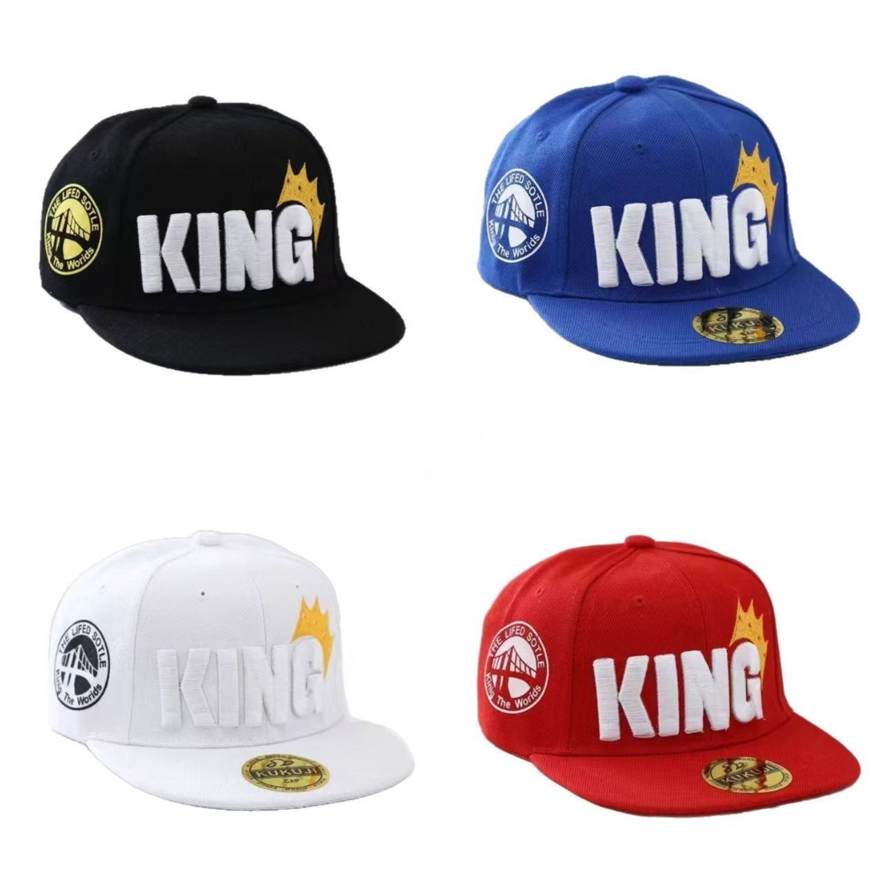 卡通刺绣字母图案儿童嘻哈帽子潮欧美男女学生户外街舞平沿棒球帽