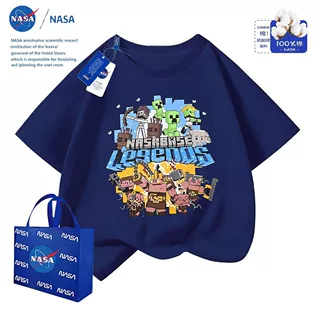 NASA联名我的世界短袖T恤儿童装夏季薄款透气时尚百搭男女童上衣