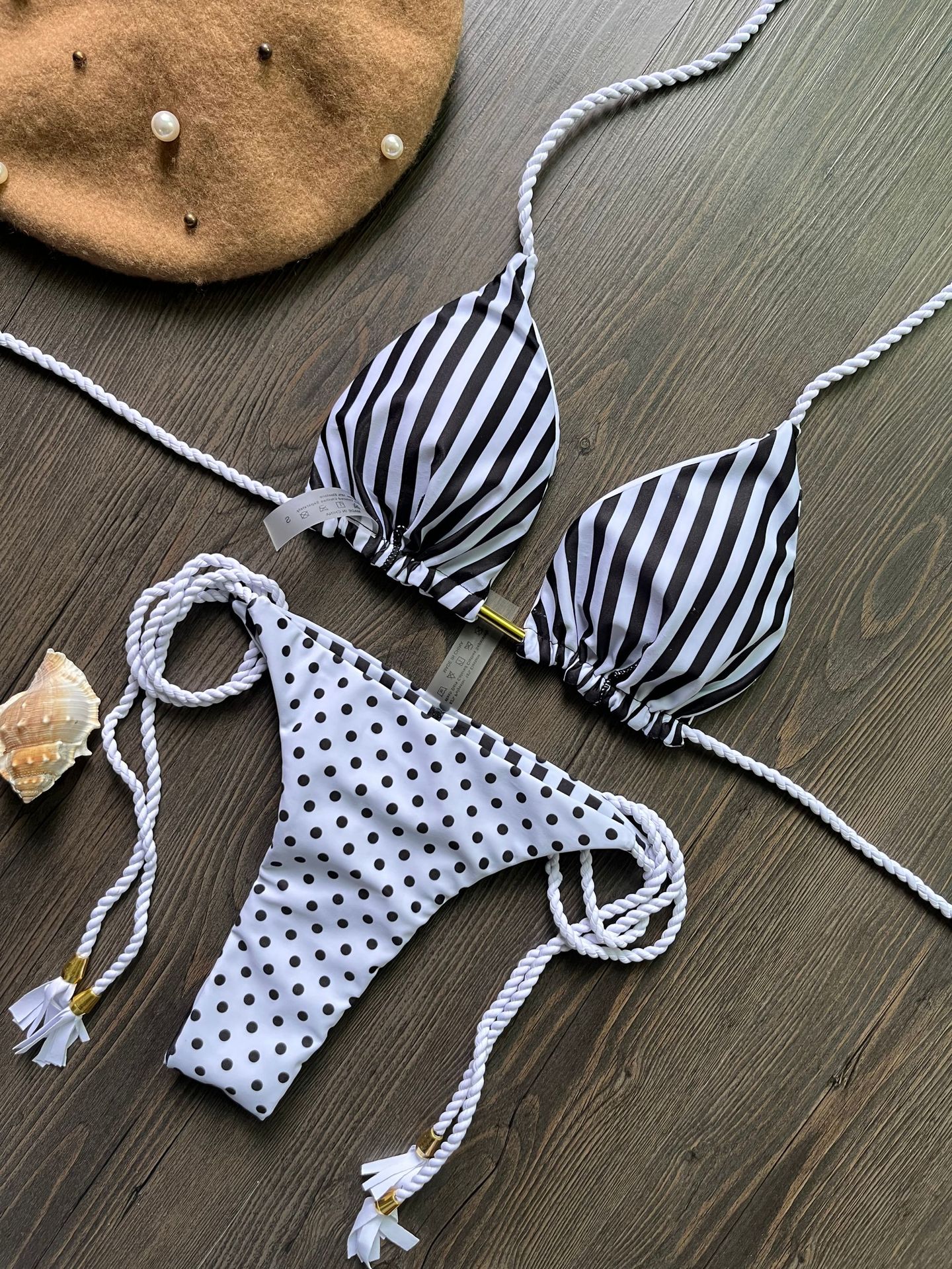 Frau Punktmuster Leopard 2-Teiliges Set Bikinis Bademode display picture 24