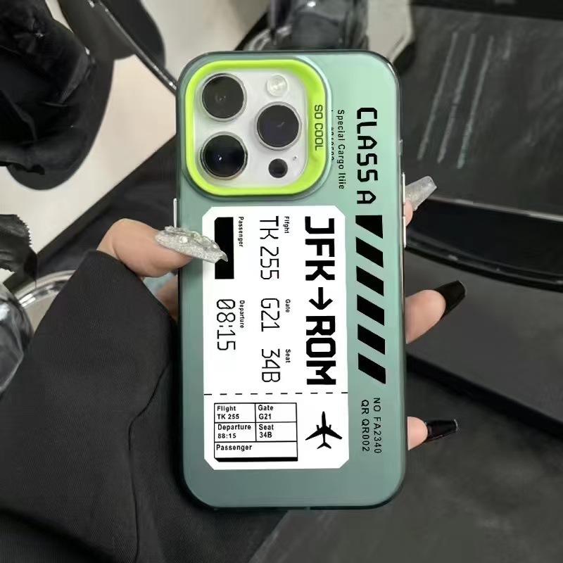 Color plateado shell-verde-etiqueta de tarjeta de embarque