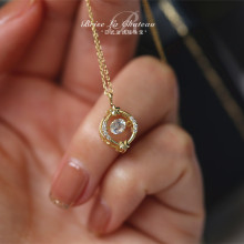 花间舞伶 高级感侧面镂空灵动锆石项链S925纯银镀金日韩锁骨通勤