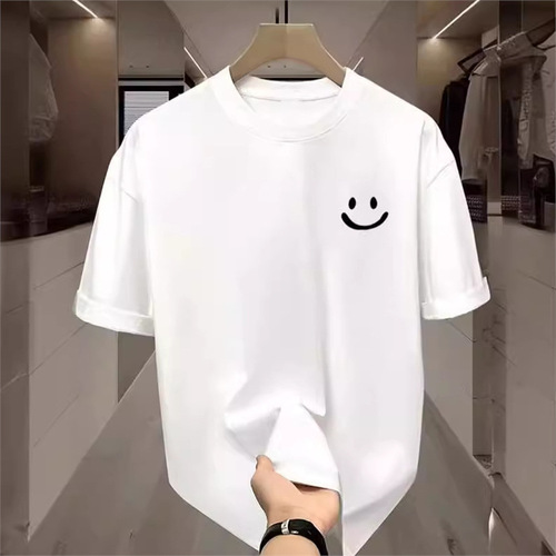 Summer Top Black Ice Silk Hong Kong Style Unisex T-Shirt Versatile Simple Top Couple Set Unisex Same Style Short Sleeve Trendy