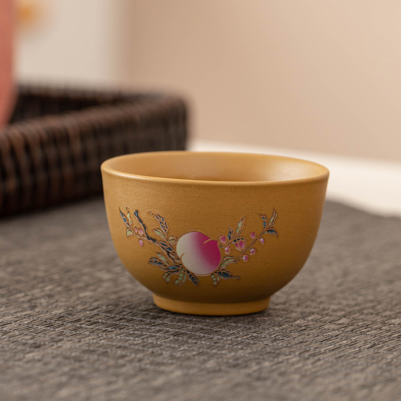 黄金段泥西施壶凤鸣变色寿桃茶具套装一壶六杯富贵长寿长辈礼品|undefined
