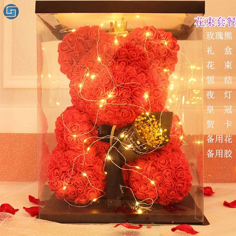 Красные розы романтические домашние признания. Розовая кукла медведя подарочная коробка для украшения сердца 2020 милый медведь новый стиль