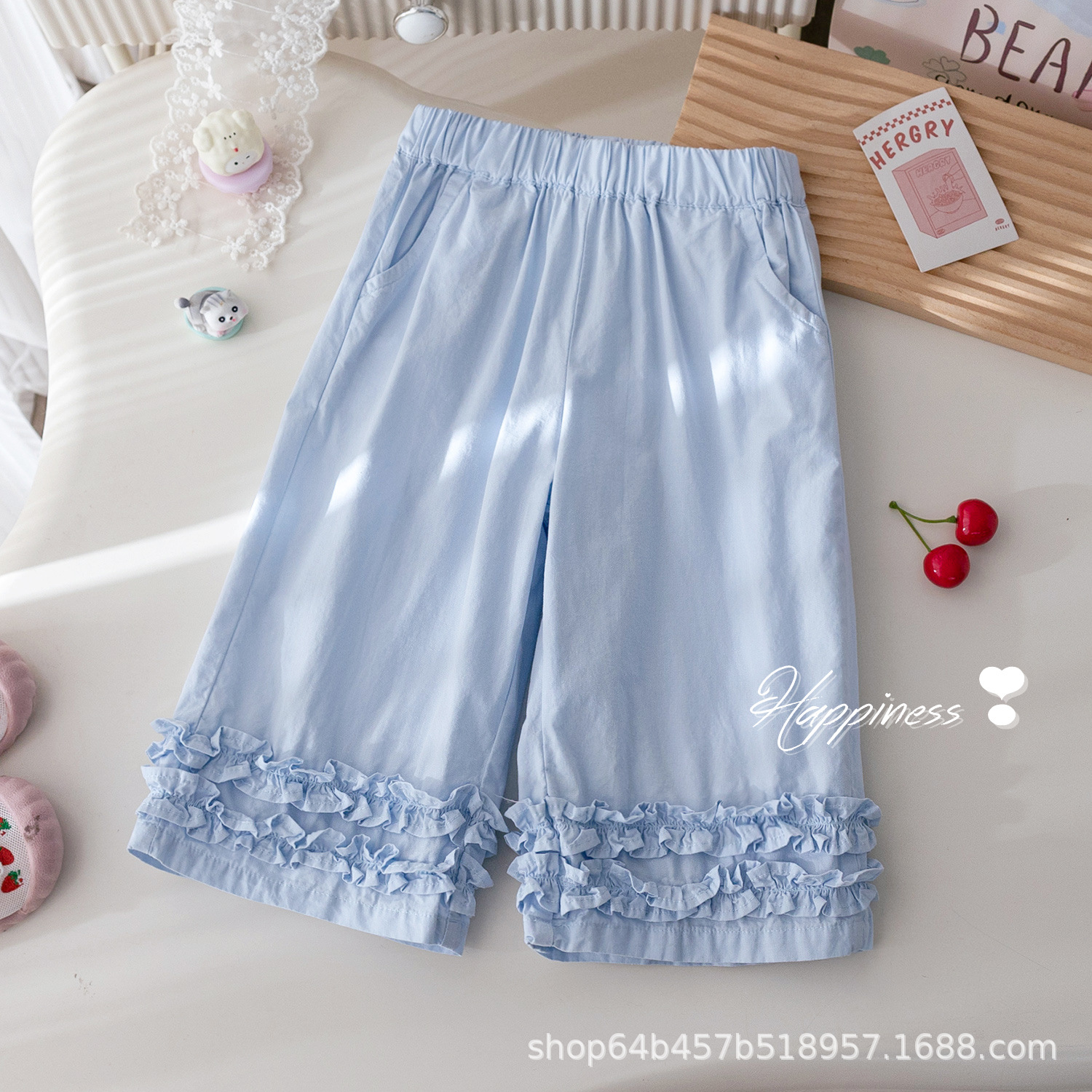 Girls' Summer New Pants Korean Style Casual Pants Children's 2025 Versatile Wide-Leg Cropped Pants