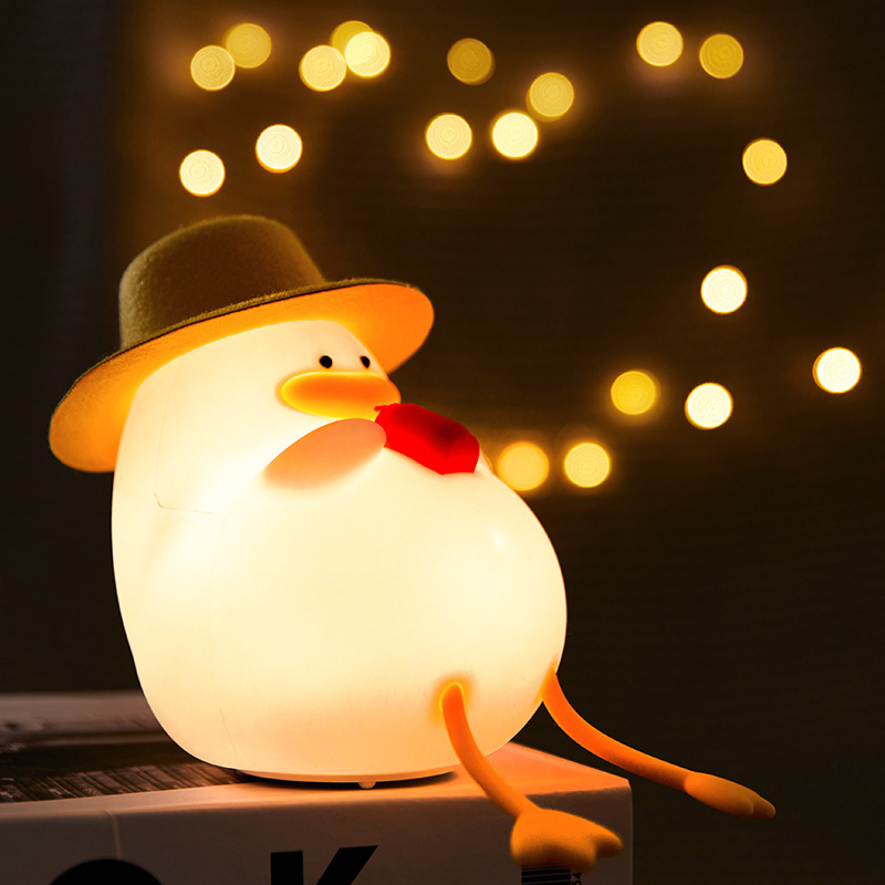 New happy ya duck night light a beat that is bright bedside silicone pat light creative gifts silicone night light